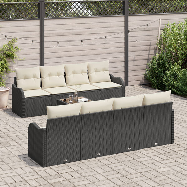 vidaXL Ensemble de canap&eacute; de jardin Noir 55 x 55 x 37 cm polyrotin