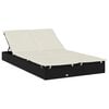 vidaXL Chaise longue &agrave; 2 places avec coussins noir r&eacute;sine tress&eacute;e
