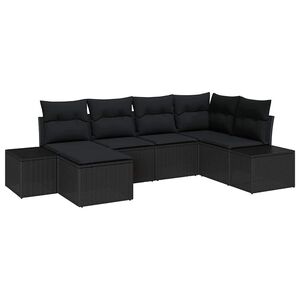 vidaXL Ensemble de canap&eacute; de jardin avec coussin 6 pcs Noir polyrotin