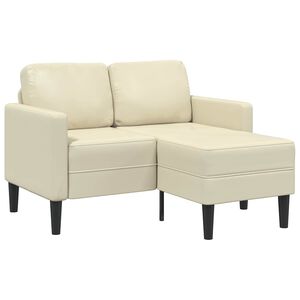 vidaXL Canap&eacute; 2 places avec m&eacute;ridienne en L cr&egrave;me 125 cm similicuir