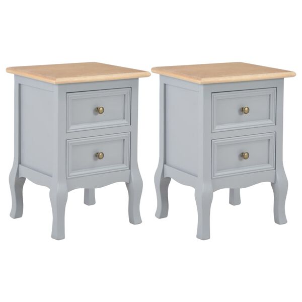 vidaXL Tables de chevet 2 pcs gris 35x30x49 cm MDF