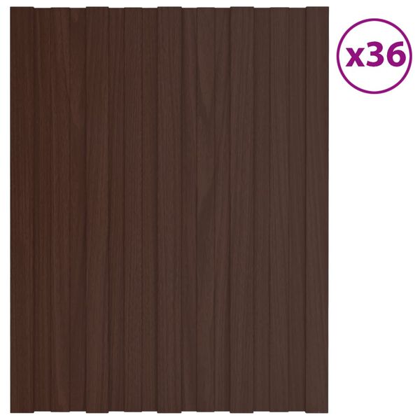 vidaXL Panneaux de toiture 36 pcs Acier galvanis&eacute; Marron 60x45 cm