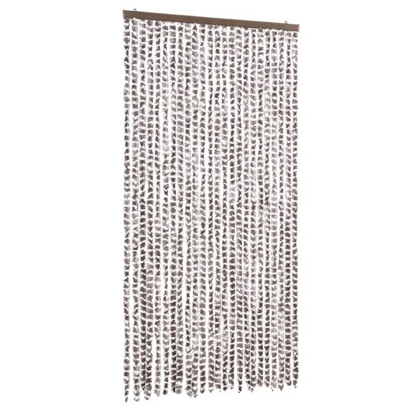 vidaXL Rideau anti-mouches taupe et blanc 100x230 cm chenille