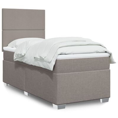 vidaXL Sommier à lattes de lit avec matelas Taupe 100x200 cm Tissu