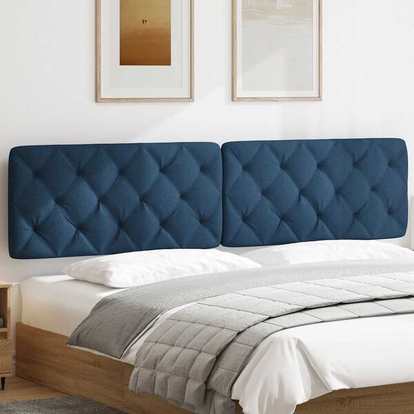 vidaXL Coussin de t&ecirc;te de lit bleu 200 cm tissu