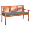 vidaXL Banc de jardin 3 places avec coussin 150 cm Bois d'eucalyptus