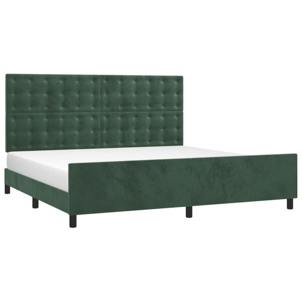 vidaXL Cadre de lit sans matelas vert fonc&eacute; 200x200 cm velours