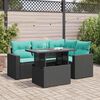 vidaXL Salon de jardin 5 pcs avec coussins noir r&eacute;sine tress&eacute;e acacia