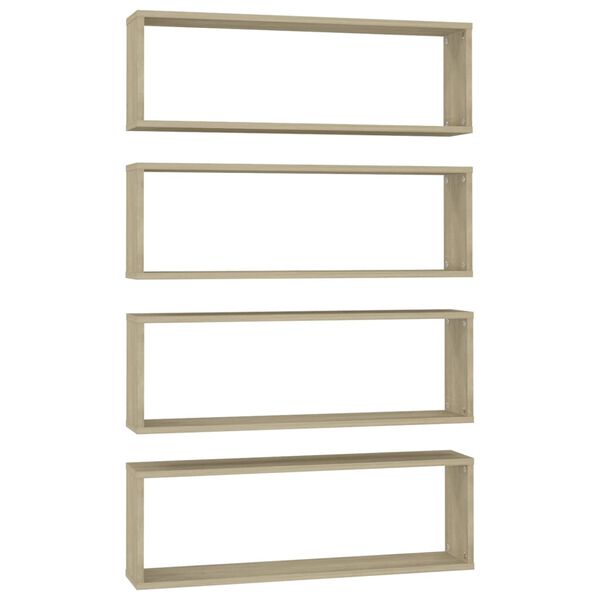 vidaXL &Eacute;tag&egrave;res cube murales 4 pcs Ch&ecirc;ne sonoma 80x15x26,5 cm