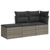 vidaXL Salon de jardin avec coussins 3 pcs gris r&eacute;sine tress&eacute;e