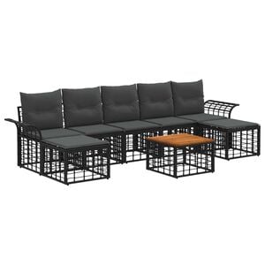 vidaXL Ensemble de canap&eacute;s d'ext&eacute;rieur 8 pc Noir et Gris fonc&eacute;