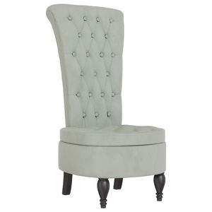 vidaXL Chaise &agrave; dossier haut gris clair velours conception de bouton