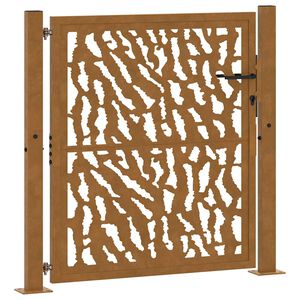 vidaXL Portail de jardin 100x100 cm en acier patin&eacute; avec motif de traces