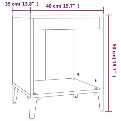 vidaXL Table de chevet Chêne fumé 40x35x50 cm