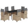 vidaXL Ensemble &agrave; manger de jardin coussins 7 pcs m&eacute;lange beige rotin
