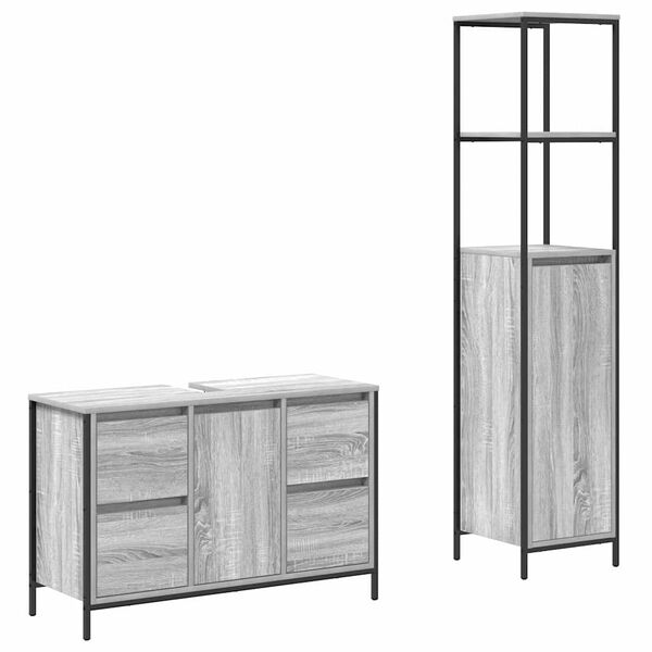 vidaXL Ensemble de mobilier de salle de bain 2 pcs Gris sonoma et Noir