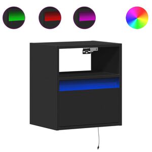 vidaXL Meubles TV muraux avec lumi&egrave;res LED 2 pcs noir 41x31x45 cm