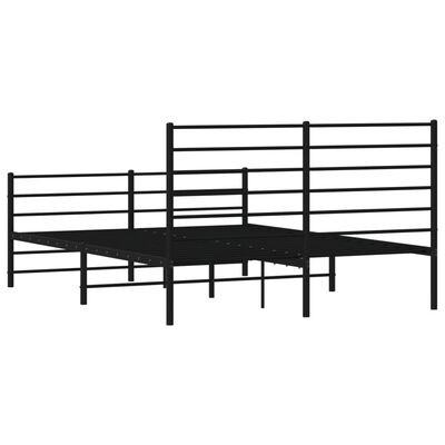 vidaXL Cadre de lit métal sans matelas avec pied de lit noir 135x190cm