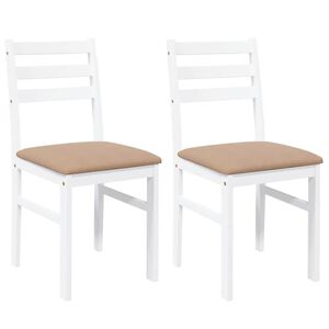 vidaXL Chaises &agrave; manger coussins 2 pcs blanc bois massif caoutchouc