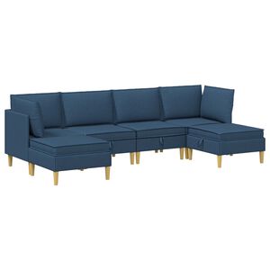 vidaXL Canap&eacute; modulaire avec rangement 6 pc Bleu Tissu