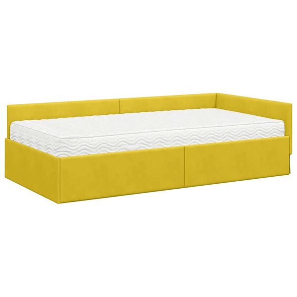 vidaXL Cadre de lit d'angle avec matelas Autre 2 pcs Vert Velours