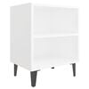 vidaXL Table de chevet avec pieds en m&eacute;tal blanc 40x30x50 cm
