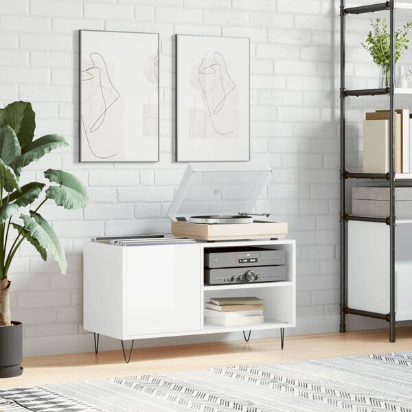 vidaXL Armoire à disques blanc brillant 85x38x48 cm bois d'ingénierie