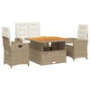 vidaXL Ensemble &agrave; manger de jardin avec coussins 5pcs Beige poly rotin