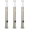 vidaXL Bornes lumineuses avec d&eacute;tecteur et prise lot de 3 80 cm acier inoxydable IP44