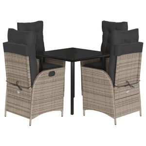 vidaXL Ensemble &agrave; manger de jardin 5 pcs coussins gris r&eacute;sine tress&eacute;e