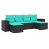vidaXL Salon de jardin 6 pcs avec coussins noir r&eacute;sine tress&eacute;e