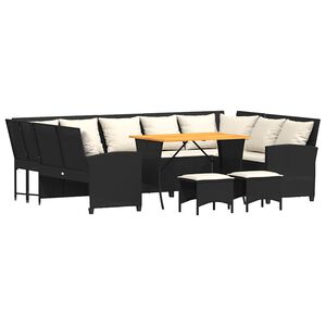 vidaXL Salon de jardin 4 pcs avec coussins noir r&eacute;sine tress&eacute;e