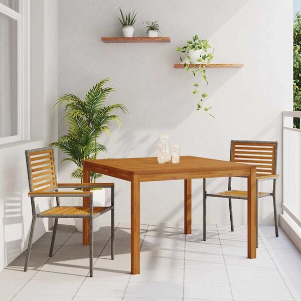 vidaXL Ensemble de salle à manger pour jardin 3 pcs Gris Poly rotin