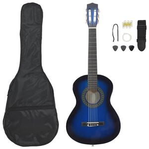 vidaXL Jeu de guitare classique pour débutants 8 pcs bleu 1/2 34"