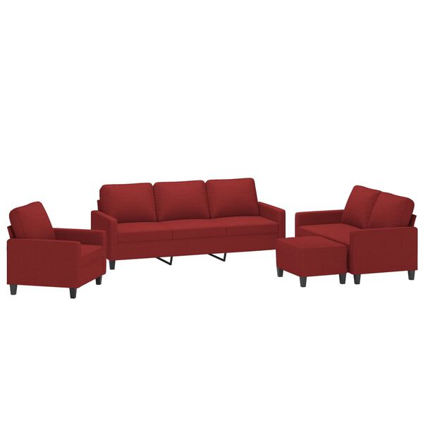 vidaXL Ensemble de canap&eacute;s 4 pcs avec coussins Rouge bordeaux Tissu