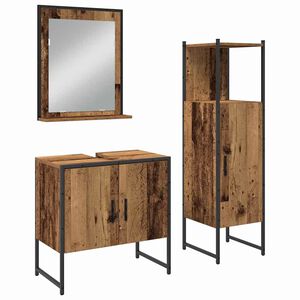 vidaXL Ensemble de mobilier de salle de bain avec &eacute;tag&egrave;re 3 pcs Marron
