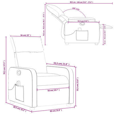 vidaXL Fauteuil de massage inclinable Gris foncé Tissu