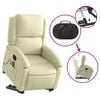 vidaXL Fauteuil inclinable de massage électrique crème cuir véritable