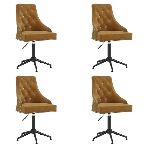 vidaXL Chaises &agrave; manger pivotantes lot de 4 Marron Velours