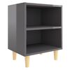 vidaXL Table de chevet avec pieds en bois Gris brillant 40x30x50 cm