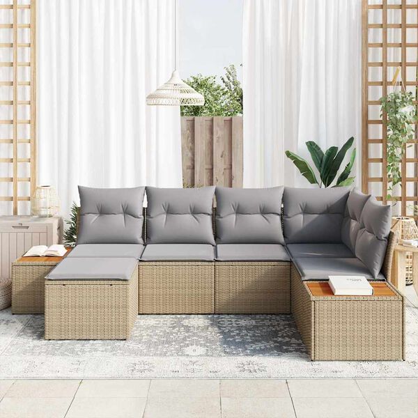 vidaXL Ensemble de canap&eacute; de jardin 6 pcs Beige et Gris clair