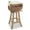 vidaXL Tabouret de bar cuir de ch&egrave;vre et bois de teck solide