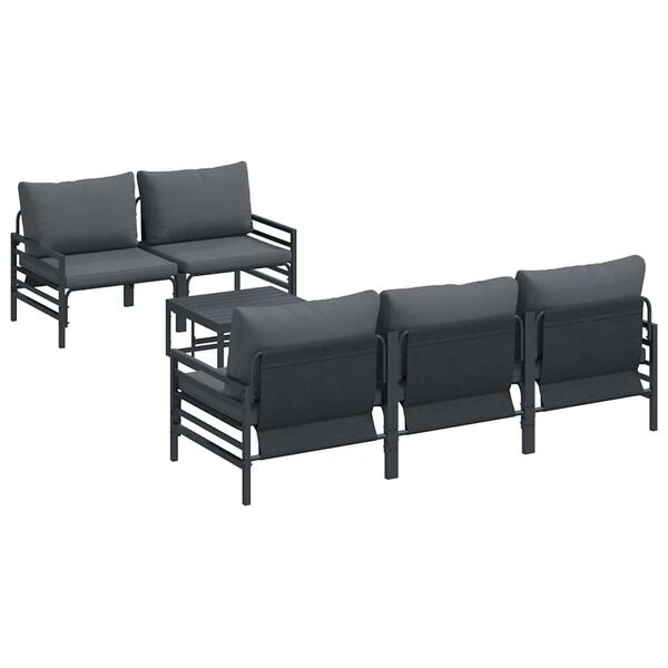 vidaXL Ensemble de canapé de jardin avec coussin 6 pcs Noir Acier