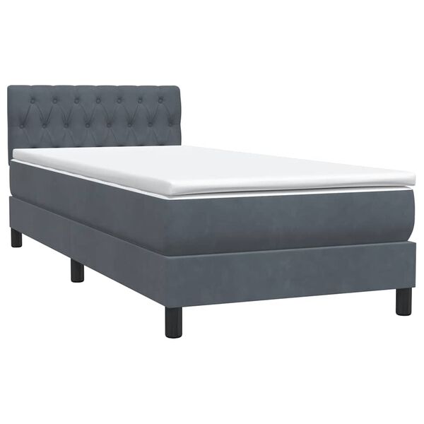vidaXL Sommier &agrave; lattes de lit et matelas gris fonc&eacute; 90x210 cm velours