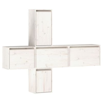 vidaXL Meubles TV 5 pcs Blanc Bois massif de pin