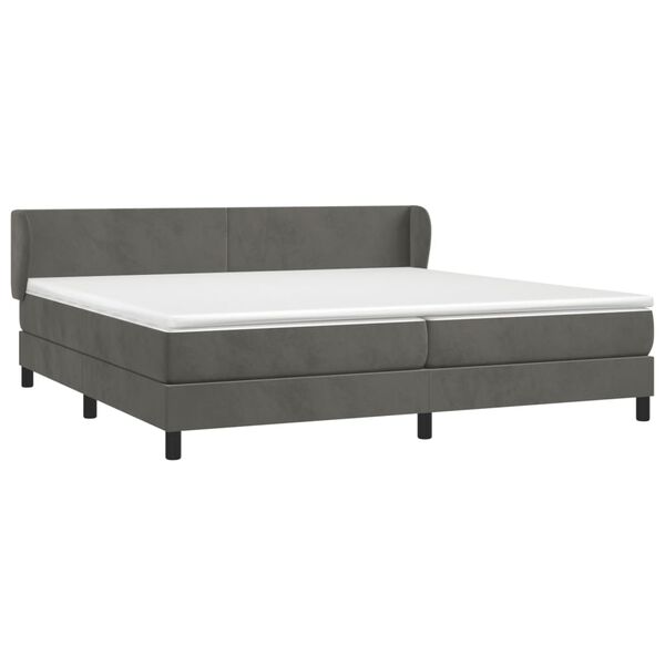 vidaXL Sommier &agrave; lattes de lit et matelas Gris fonc&eacute; 200x200cm Velours