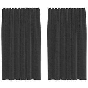 vidaXL Rideaux en voile avec passants 2 pcs noir