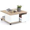 FMD Table basse mobile 70x70x36 cm ch&ecirc;ne et blanc brillant
