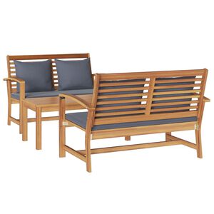 vidaXL Ensemble de canap&eacute; de jardin 3 pc Naturel Bois de teck massif