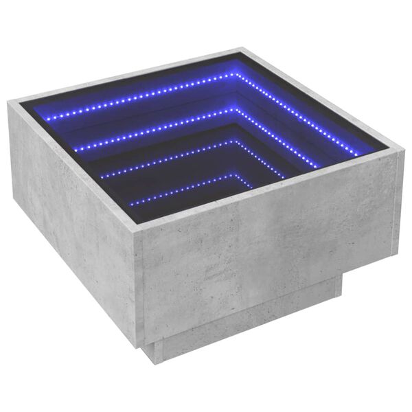 vidaXL Table basse avec LED gris b&eacute;ton 50x50x30 cm bois d'ing&eacute;nierie